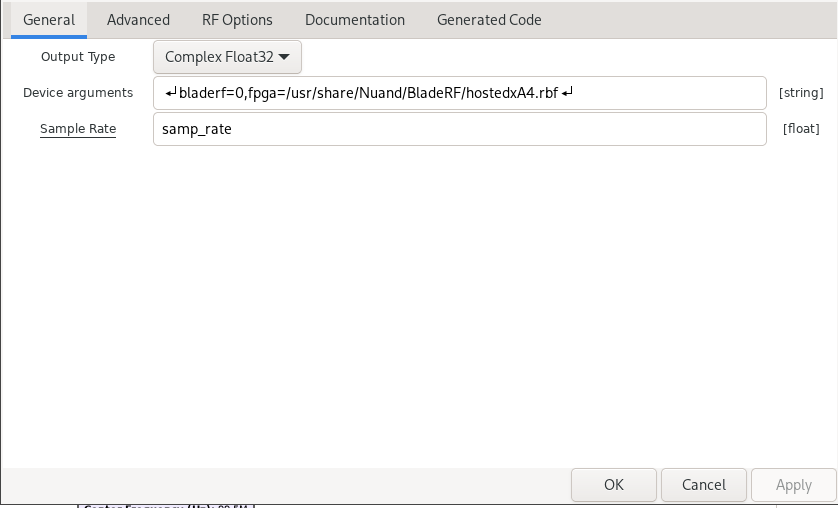 BladeRF soapy block config